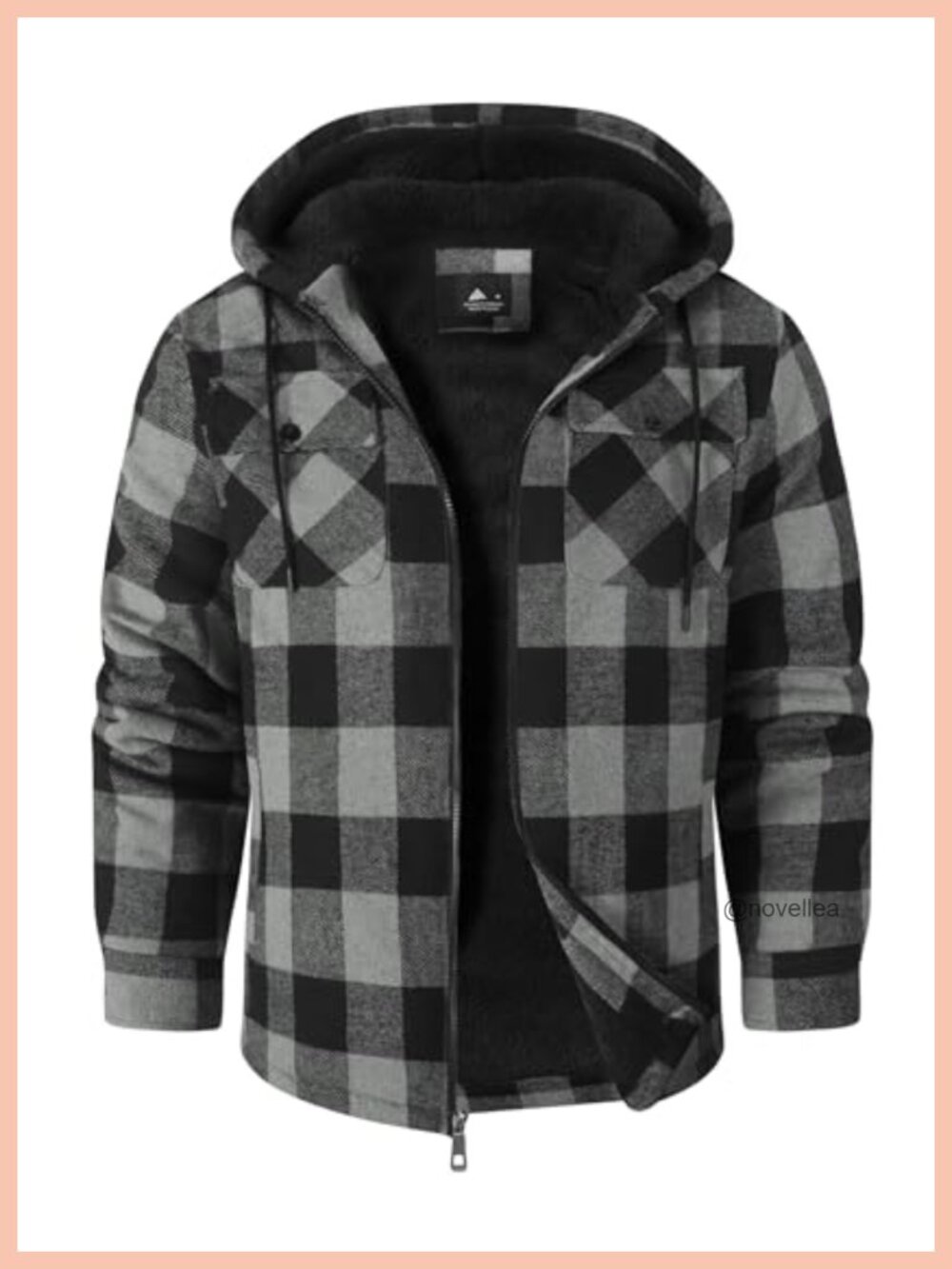 Men's Plaid Flannel Hooded Jacket Sherpa Lined Zip Up Sweatshirt